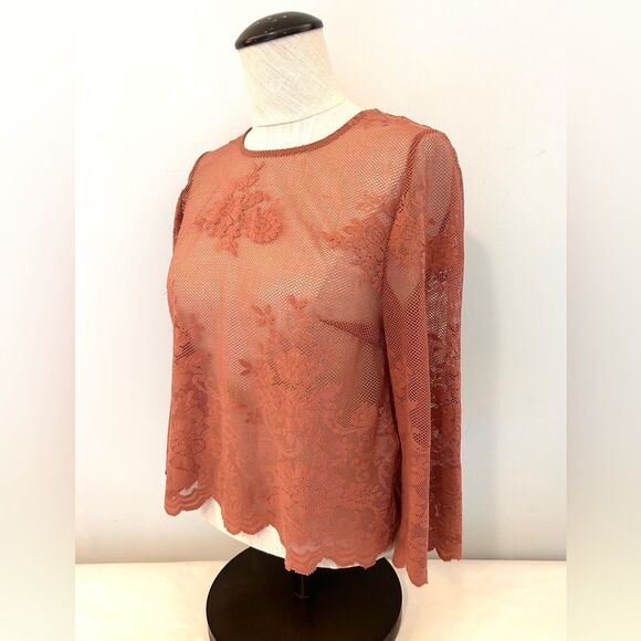 Forever 21 Exclusive Sheer Mesh Floral Lace Crop Top size Small - Picture 4 of 11